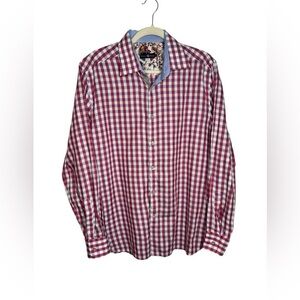 Stone Rose Mens Pink Blue Button Up Long Sleeve Egyptian Cotton Collared Preppy